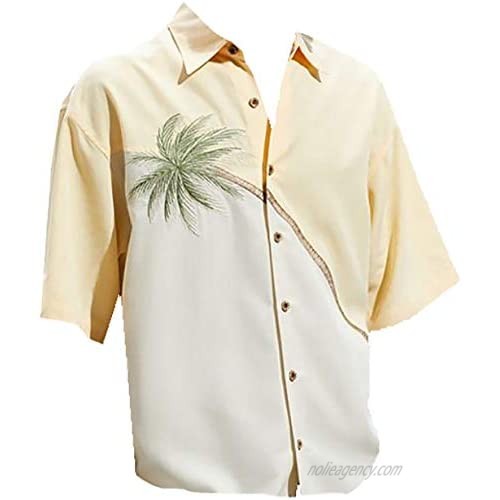 Bamboo Cay Men's Hurricane Palm Tropical Style Embroidered Camp Shirt (X-Large Banana)