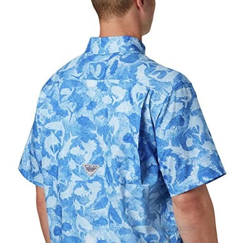 Columbia Men's Super Low Drag Short Sleeve Shirt Vivid Blue Inside Out Camo X-Large