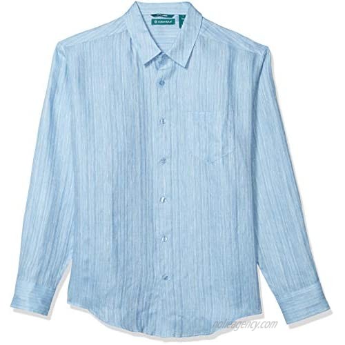 Cubavera Men's 100% Linen Textured Long Sleeve Shirt