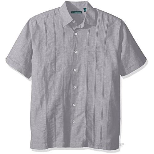 Cubavera Men's Short Sleeve Linen-Blend Shirt with Two Top Pockets and Pleats