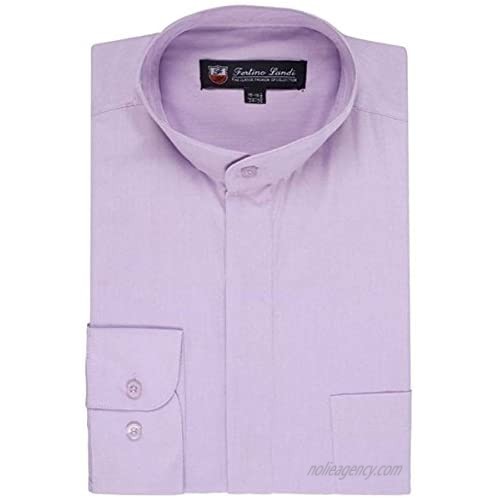 Fortino Landi Men's Cotton Blend Banded Collar Dress Shirt