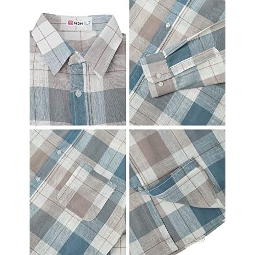 H2H Mens Casual Shirts Oxford Long Sleeve Basic Designed with Chest Pocket of Various Style