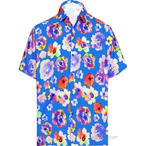 HAPPY BAY Men's Beach Hawaiian Floral Casual Short Sleeve Tropical Holiday Shirt
