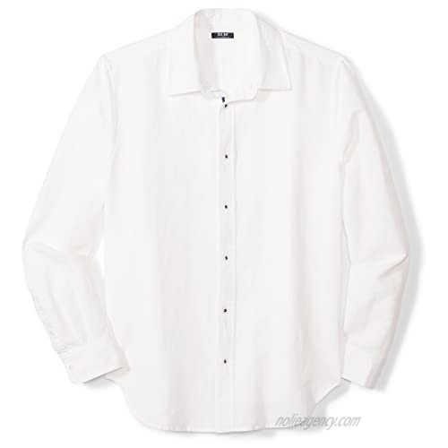 Isle Bay Linens Men's Linen Cotton Slim-Fit Long Sleeve Casual Shirt