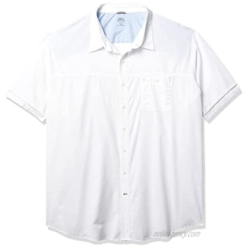 IZOD Men's Big & Tall Big Saltwater Dockside Chambray Short Sleeve Button Down Solid Shirt Bright White XX-Large Tall