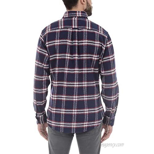 Jachs Mens Flannel Shirts Brawny Heavyweight Button Down Shirt (XL Navy/Red)