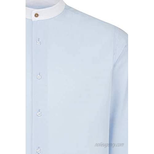 Jack Martin - Twill Shirt with Band Collar - Mens 1920s Party Wedding & Business Shirts