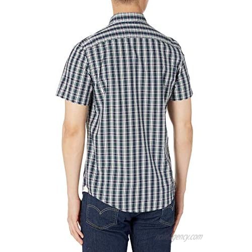 Lacoste Men's Short Sleeve Printed Check Slim Fit Poplin Shirt
