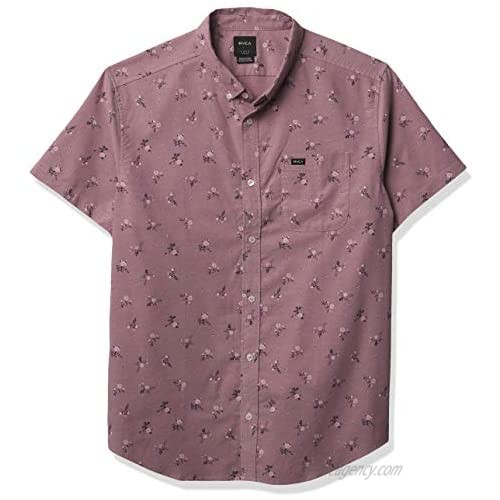 RVCA Men's Thatll Do Print Short Sleeve Woven Button Front Shirt