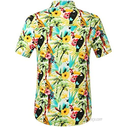 SSLR Mens Short Sleeve Button Down Shirts Hawaiian Shirts for Men
