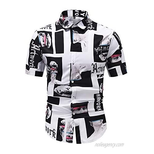 United States Style Casual Shirt Male Loose Graffiti Shirt Men's Short-Sleeved Shirt Lapel Shirt