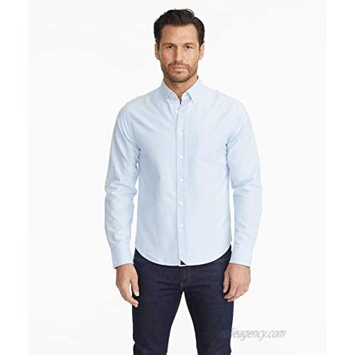 UNTUCKit Rioja - Untucked Shirt for Men Long Sleeve Light Blue Oxford X-Large Slim Fit