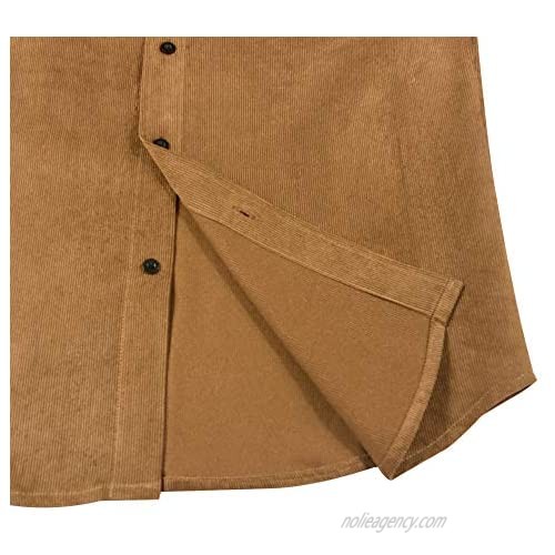 UPAAN Men's Corduroy Shirt Long Sleeve Button Down Workwear Regular Fit Casual Shirt
