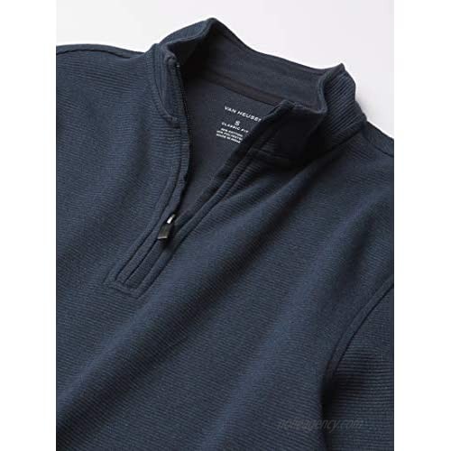 Van Heusen Men's Flex Long Sleeve 1/4 Zip Ottoman Solid Shirt