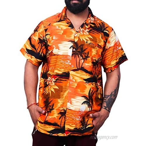 Virgin Crafts Hawaiian Shirt for Men Aloha Beach Orange XL