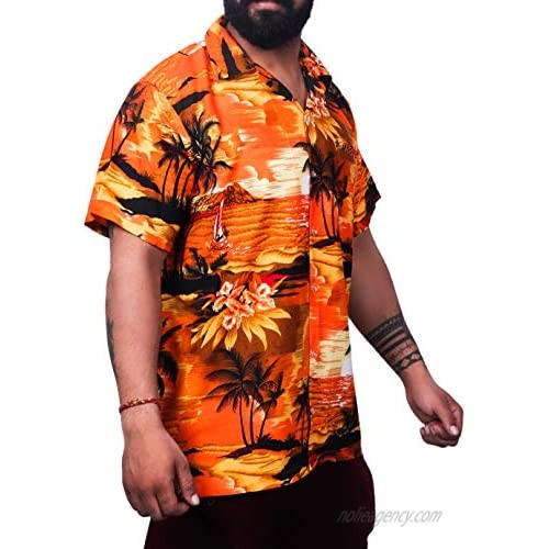 Virgin Crafts Hawaiian Shirt for Men Aloha Beach Orange XL