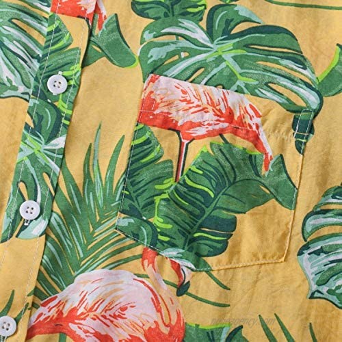 XI PENG Men's Hawaiian Shirt Floral Print Casual Button Down Short Sleeves Aloha Beach Shirt