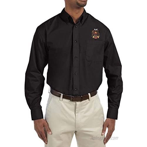 32nd Degree Embroidered Masonic Men's Poplin Button Down Dress Shirt