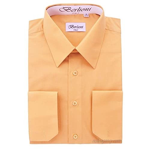 Berlioni Men's Peach Solid Dress Shirt