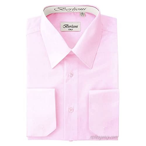 Berlioni Men's Pink Solid Dress Shirt
