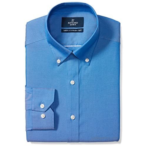  Brand - Buttoned Down Men's Tailored-Fit Button Collar Pinpoint Non-Iron Dress Shirt  French Blue  17" Neck 38" Sleeve