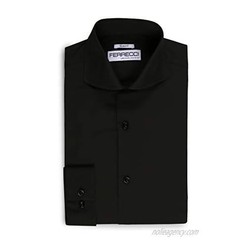 Ferrecci Men's Dress Shirts - Mens Slim Fit Dress Shirt with Spread Collar