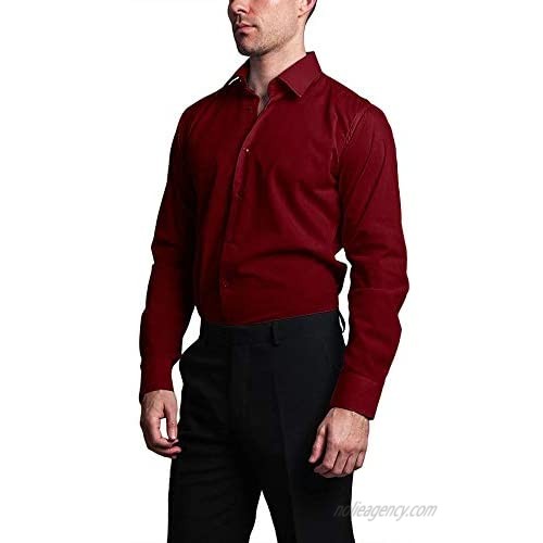 G-Style USA Men's Slim Fit Dress Shirt - Burgundy - L/16-16.5/34-35