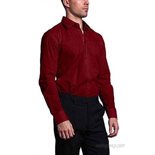 G-Style USA Men's Slim Fit Dress Shirt - Burgundy - L/16-16.5/34-35