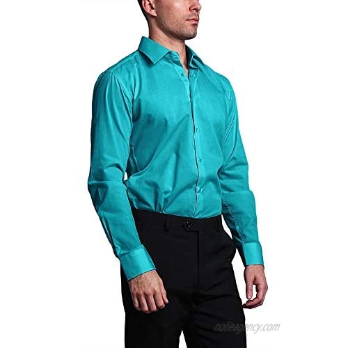 G-Style USA Men's Slim Fit Dress Shirt - Turquoise - XL/17-17.5/34-35