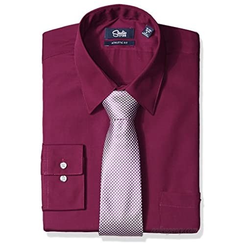 Studio 1735 Mens Dress Shirts and Tie Combo Neat Tie Athletic Fit