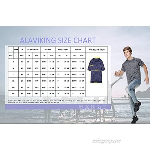 ALAVIKING Men's Quick Dry T- Shirts Short Sleeve Sport T Shirt Athletic Running Workout T Shirts for Men Size S-3XL