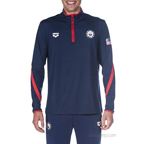 Arena Official USA Swimming National Team Men's Tech 1/2 Zip Long Sleeve Warm-up Shirt