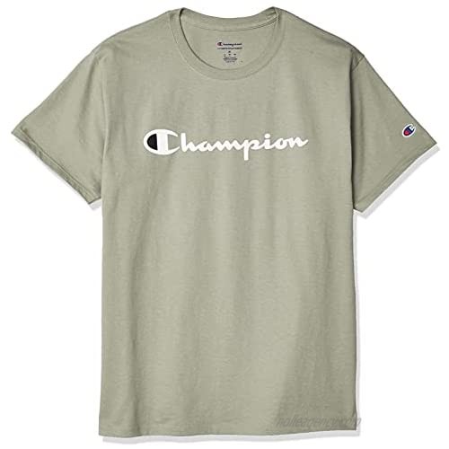 Champion Men's Classic T-Shirt  Screen Print Script  Ecology Green-Y07718  Small