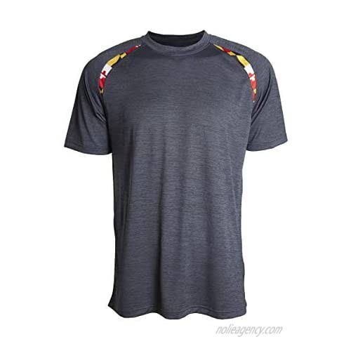 Covalent Activewear Maryland State Souvenir Short Sleeve Gift T-Shirt with Maryland Flag Shoulder Inserts