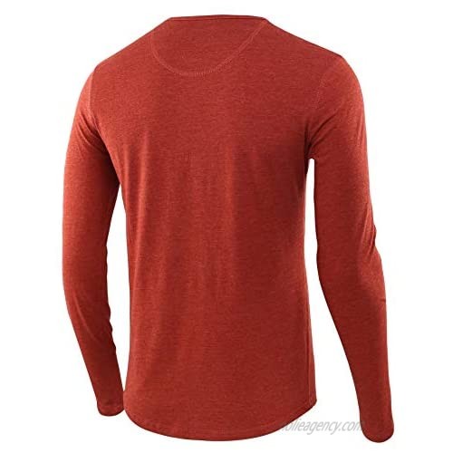 Estepoba Men Casual Soft Active Sport Long Sleeve Pocket Henley Workout T-Shirt