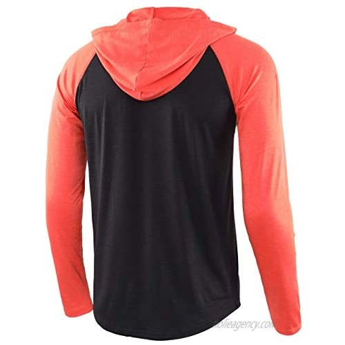 KNQR Men's Long Sleeve Quick Dry Tagless Athletic Hooded Running Workout Shirts