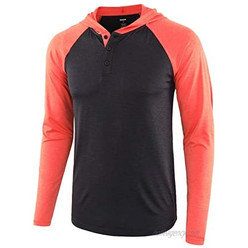 KNQR Men's Long Sleeve Quick Dry Tagless Athletic Hooded Running Workout Shirts