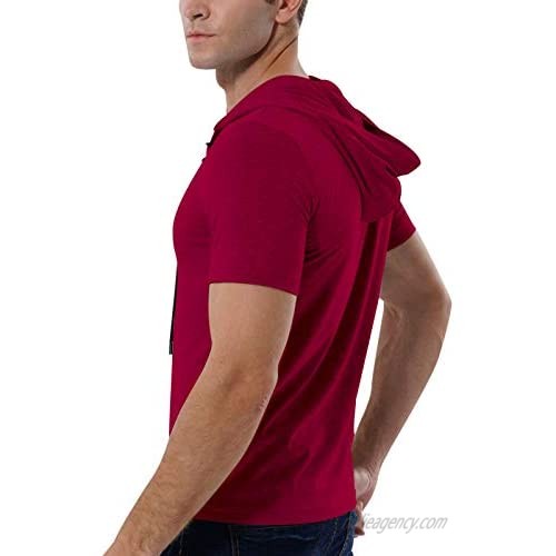 lexiart Workout T-Shirts for Men Athletic Sport Hooded Shirts Fashion Short Sleeve Tee