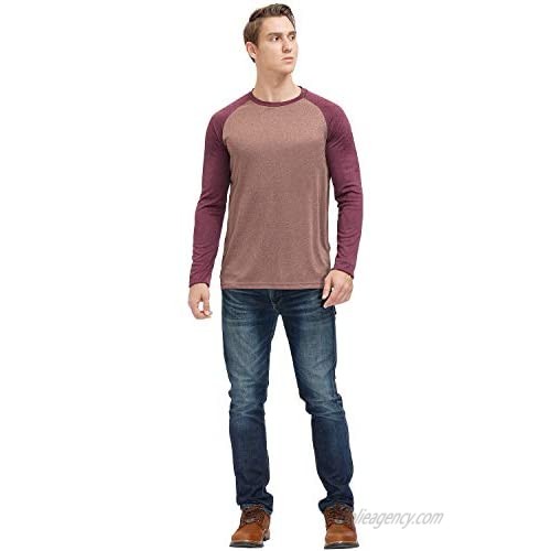 Men's Casual Long Sleeve T-Shirt Color Block Lightweight Quick Dry Performance Athletic Shirts Active Top