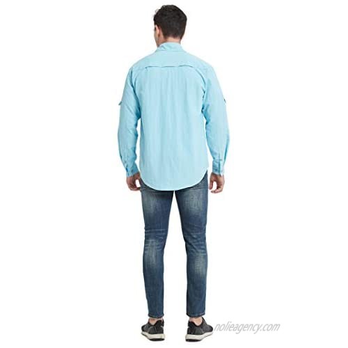Priessei Men's UV Protection UPF 50 Long Sleeve Shirt for Hiking Travel Fishing Camping Stretch and Quick-Dry