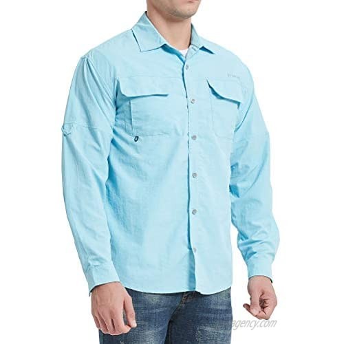 Priessei Men's UV Protection UPF 50 Long Sleeve Shirt for Hiking  Travel  Fishing  Camping  Stretch and Quick-Dry