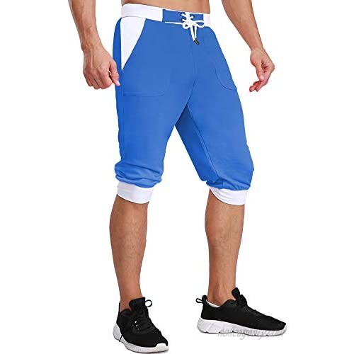 FASKUNOIE Men's 3/4 Capri Shorts Below Knee Lightweight Quick Drying Short Pants for Running Workout