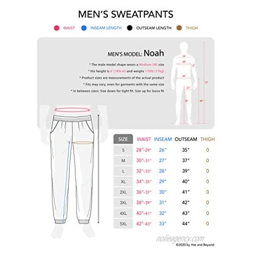 Hat and Beyond Mens Lightweight Sweatpants Elastic Pockets Jogger Pants