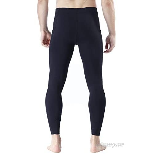 Men's Athletic Yoga Leggings Side Pockets Gym Training Workout Running Compression Pants Dance Tights