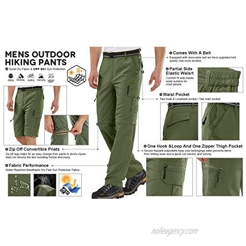 Men's Convertible Pant Hiking Pants Waterproof Lightweight Outdoor Zip Off Cargo Work Pants Trousers