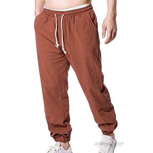 MorwenVeo Men's Linen Pants Fashion Jogger Pants - Breathable Lightweight Yoga Beach Trousers Hip Hop Street Pants - 4 Colors