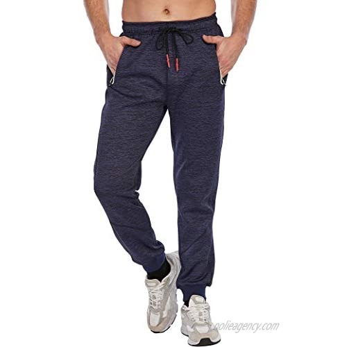 SHURONG Men's Slim Fit Jogger Sweatpants Tapered Athletic Training Pants with Zip Pockets
