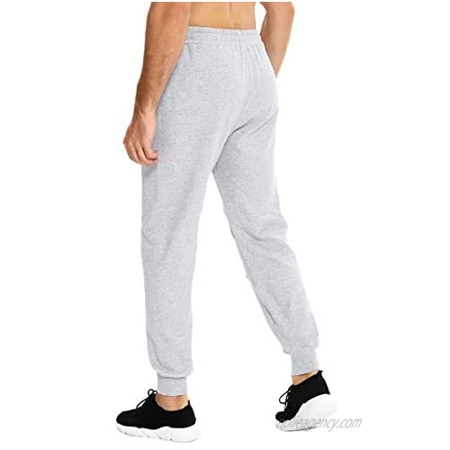 Sykooria Men's Athletic Running Sport Jogger Pants Drawstring Sweatpants with Zipper Pockets Workout Cycling Gym Pants