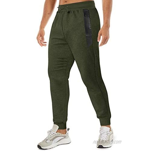 TACVASEN Men's Pants Cotton Running Gym Workout Jogger Sweatpants Zipper Pockets