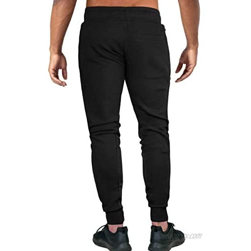 TOTNMC Men's Running Pants Elastic Waist Atheletic Pants for Men Casual Slim Pants with Zipper Pockets